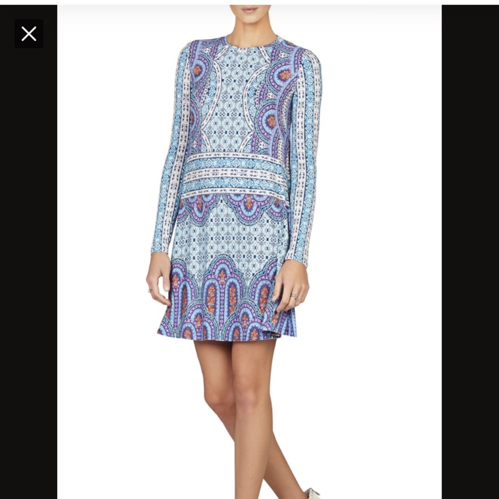 Gorgeous BCBG Size Small long sleeved dress in a super fun and colorful pattern